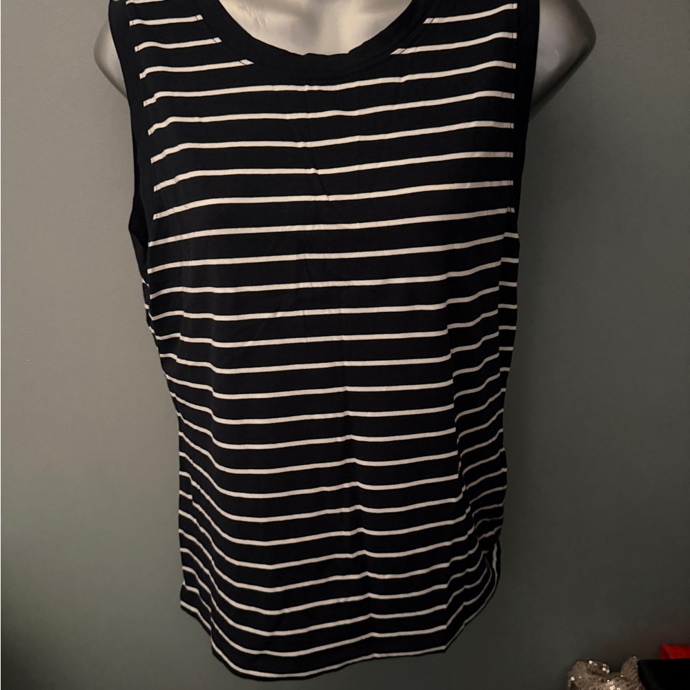 Banana Republic Black and White Striped Tank Top